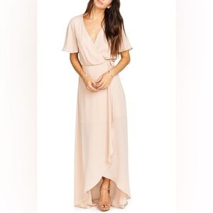 Show Me Your Mumu Sophia Wrap Dress in Dusty Blush Crisp Large